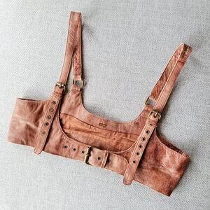 Free People Rebel Leather Harness in Cognac L